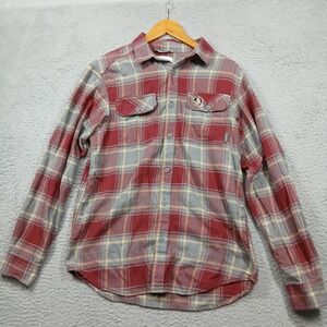 Florida State Seminoles Columbia Men's S Plaid‎ Flannel Button Up Shirt Red Gray
